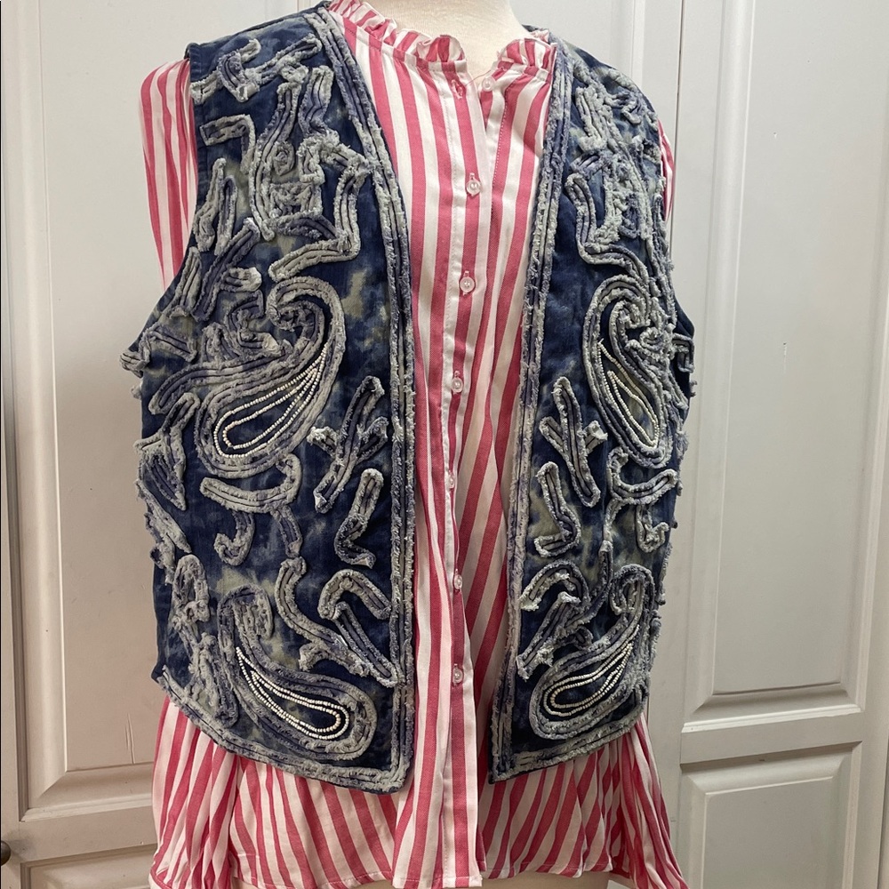 Denim Vest with Beadwork